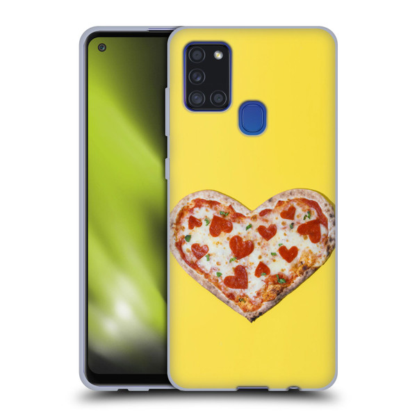 Pepino De Mar Foods Heart Pizza Soft Gel Case for Samsung Galaxy A21s (2020)