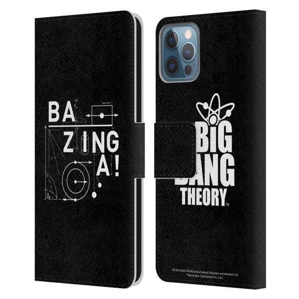 The Big Bang Theory Bazinga Physics Leather Book Wallet Case Cover For Apple iPhone 12 / iPhone 12 Pro