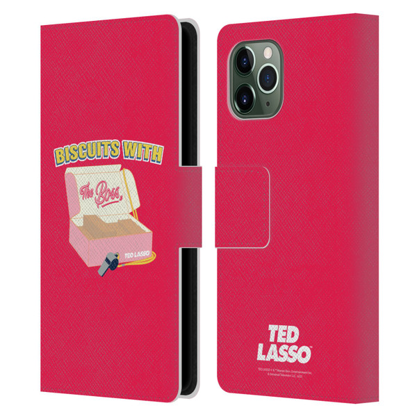 Ted Lasso Season 1 Graphics Biscuits With The Boss Leather Book Wallet Case Cover For Apple iPhone 11 Pro