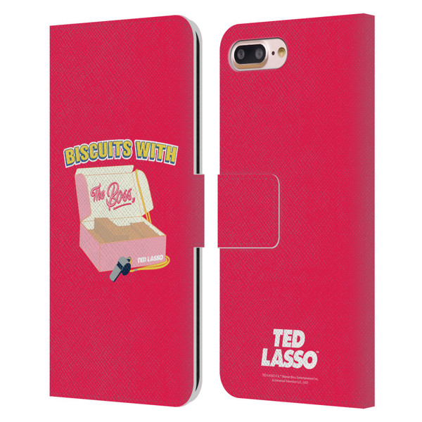 Ted Lasso Season 1 Graphics Biscuits With The Boss Leather Book Wallet Case Cover For Apple iPhone 7 Plus / iPhone 8 Plus