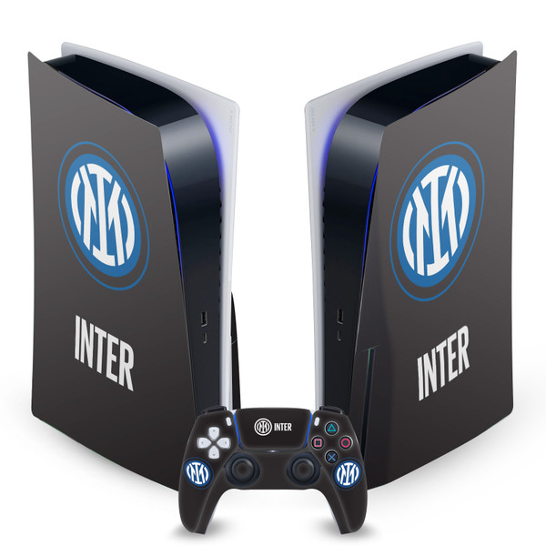 Fc Internazionale Milano Badge Logo On Black Vinyl Sticker Skin Decal Cover for Sony PS5 Disc Edition Bundle