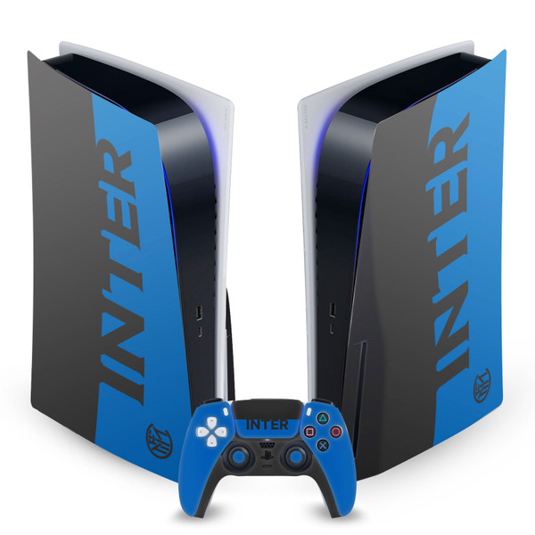 Fc Internazionale Milano Full Logo Blue and Black Vinyl Sticker Skin Decal Cover for Sony PS5 Disc Edition Bundle