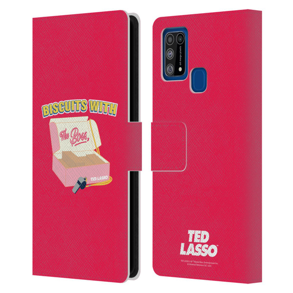 Ted Lasso Season 1 Graphics Biscuits With The Boss Leather Book Wallet Case Cover For Samsung Galaxy M31 (2020)