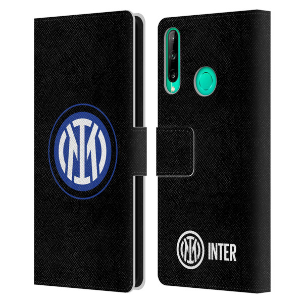 Fc Internazionale Milano Badge Logo On Black Leather Book Wallet Case Cover For Huawei P40 lite E