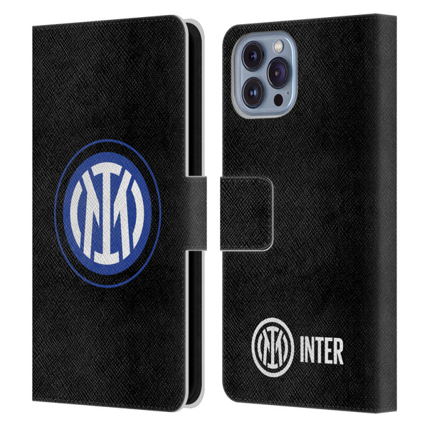 Fc Internazionale Milano Badge Logo On Black Leather Book Wallet Case Cover For Apple iPhone 14