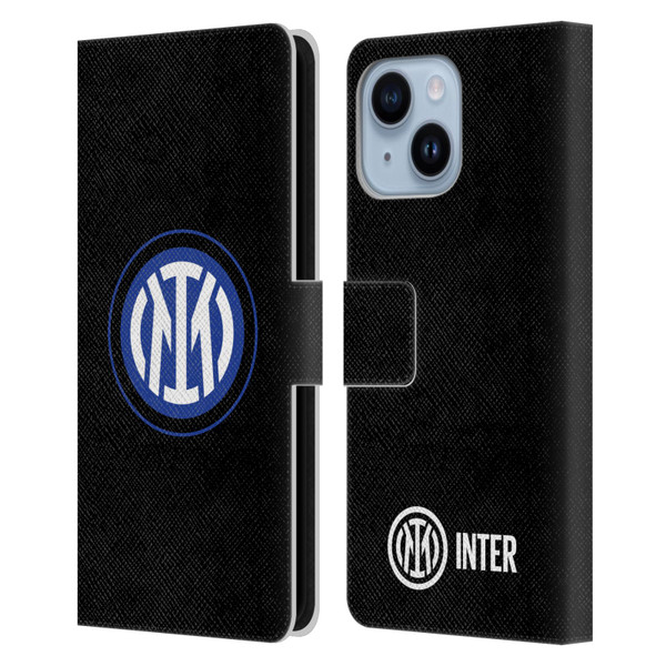 Fc Internazionale Milano Badge Logo On Black Leather Book Wallet Case Cover For Apple iPhone 14 Plus