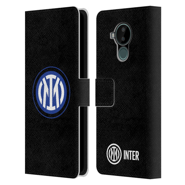 Fc Internazionale Milano Badge Logo On Black Leather Book Wallet Case Cover For Nokia C30