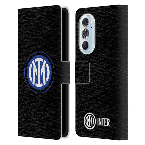 Fc Internazionale Milano Badge Logo On Black Leather Book Wallet Case Cover For Motorola Edge X30