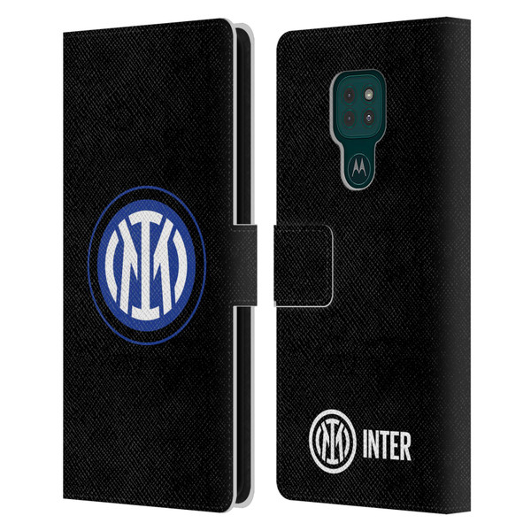Fc Internazionale Milano Badge Logo On Black Leather Book Wallet Case Cover For Motorola Moto G9 Play