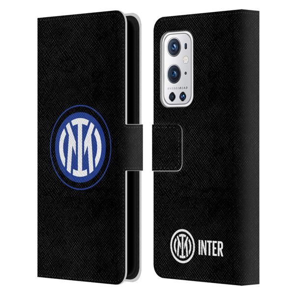 Fc Internazionale Milano Badge Logo On Black Leather Book Wallet Case Cover For OnePlus 9 Pro