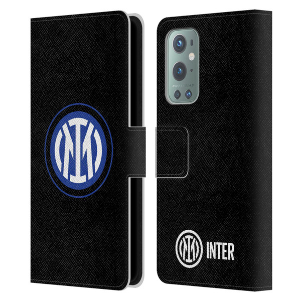 Fc Internazionale Milano Badge Logo On Black Leather Book Wallet Case Cover For OnePlus 9