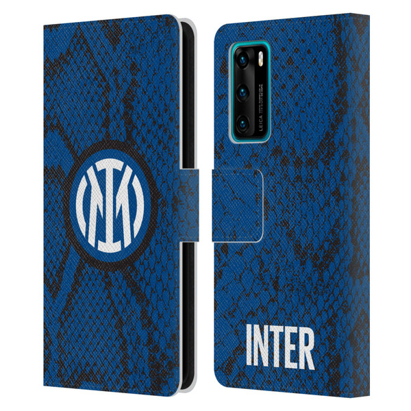 Fc Internazionale Milano Patterns Snake Leather Book Wallet Case Cover For Huawei P40 5G