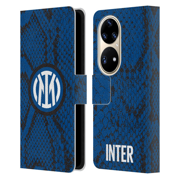 Fc Internazionale Milano Patterns Snake Leather Book Wallet Case Cover For Huawei P50 Pro