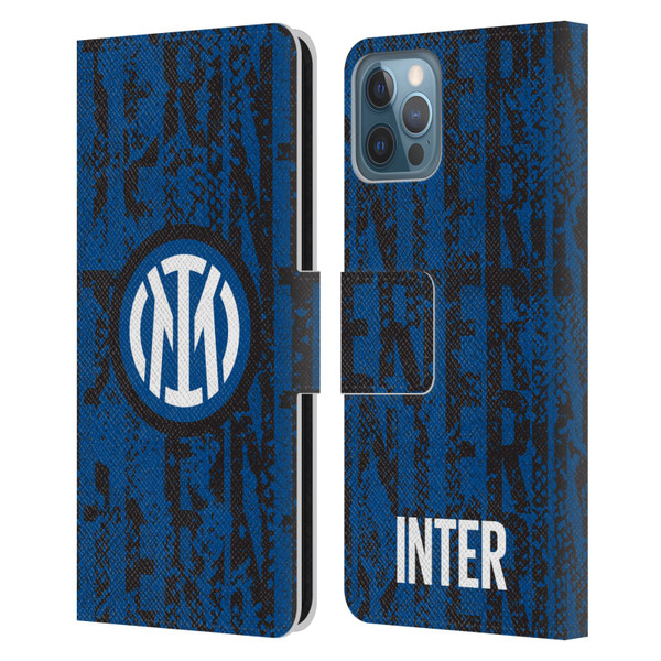 Fc Internazionale Milano Patterns Snake Wordmark Leather Book Wallet Case Cover For Apple iPhone 12 / iPhone 12 Pro