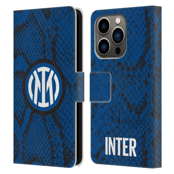 Fc Internazionale Milano Patterns Snake Leather Book Wallet Case Cover For Apple iPhone 14 Pro