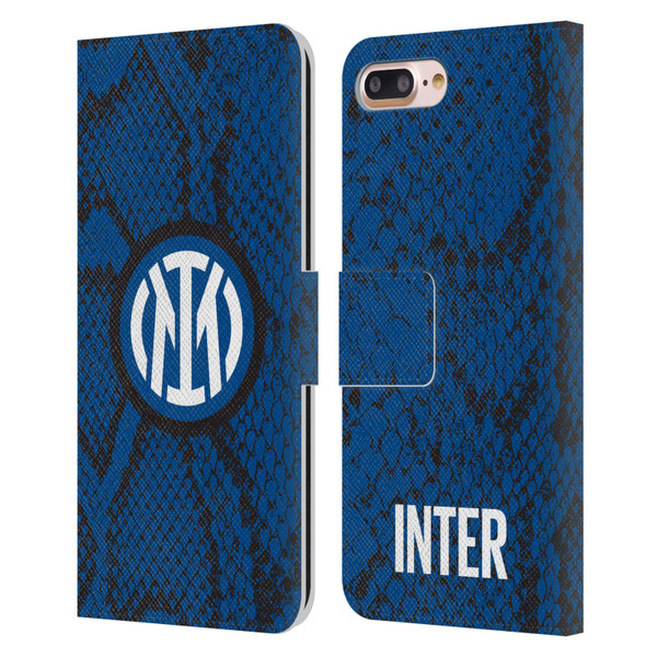 Fc Internazionale Milano Patterns Snake Leather Book Wallet Case Cover For Apple iPhone 7 Plus / iPhone 8 Plus