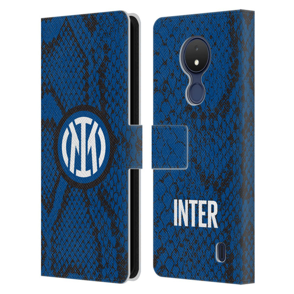 Fc Internazionale Milano Patterns Snake Leather Book Wallet Case Cover For Nokia C21