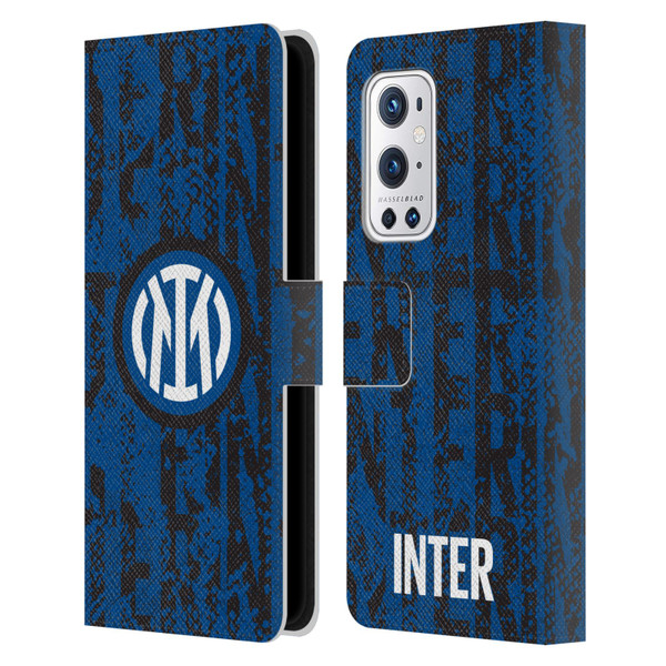 Fc Internazionale Milano Patterns Snake Wordmark Leather Book Wallet Case Cover For OnePlus 9 Pro