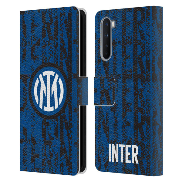 Fc Internazionale Milano Patterns Snake Wordmark Leather Book Wallet Case Cover For OnePlus Nord 5G