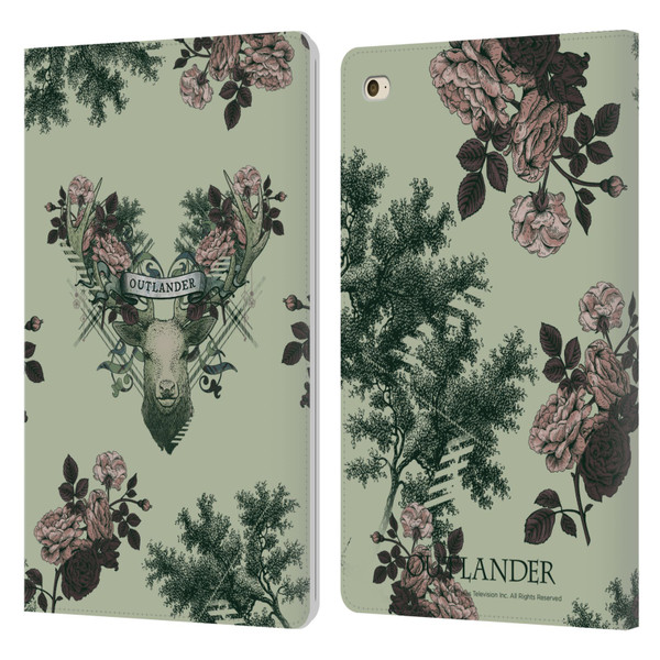 Outlander Composed Graphics Floral Deer Leather Book Wallet Case Cover For Apple iPad mini 4