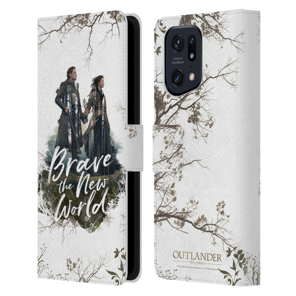 Outlander Composed Graphics Brave The New World Leather Book Wallet Case Cover For OPPO Find X5 Pro