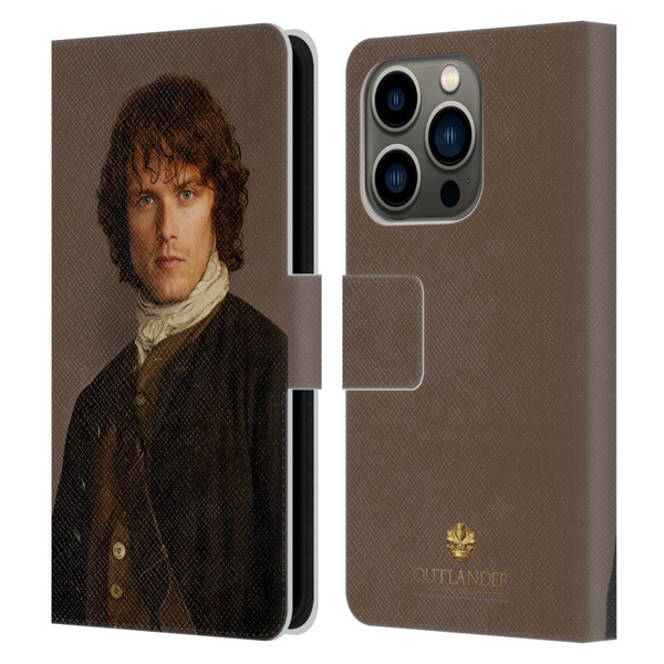 Outlander Characters Jamie Traditional Leather Book Wallet Case Cover For Apple iPhone 14 Pro
