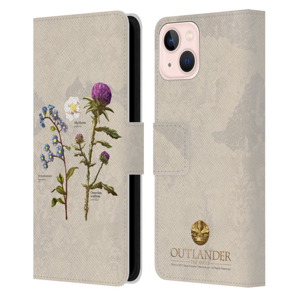 Outlander Graphics Flowers Leather Book Wallet Case Cover For Apple iPhone 13