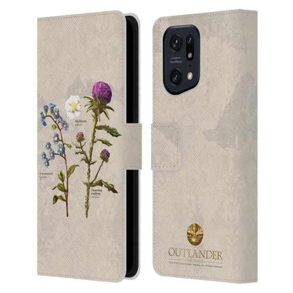 Outlander Graphics Flowers Leather Book Wallet Case Cover For OPPO Find X5 Pro