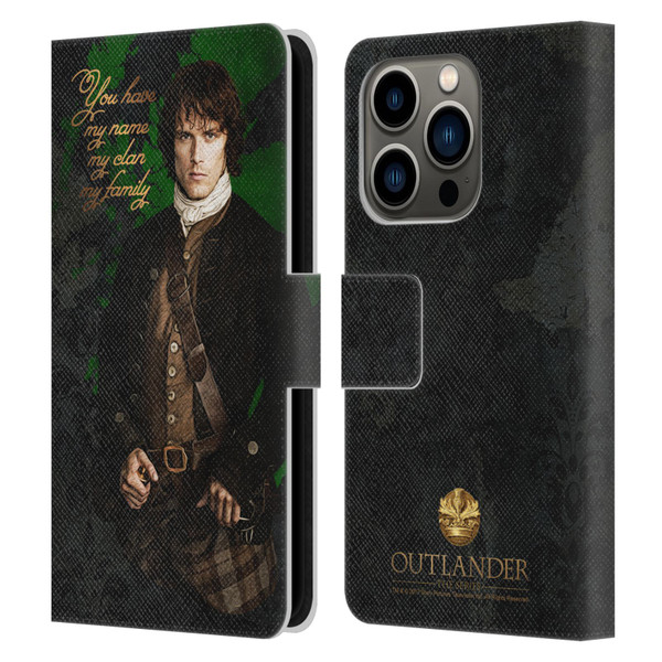 Outlander Portraits Jamie Leather Book Wallet Case Cover For Apple iPhone 14 Pro