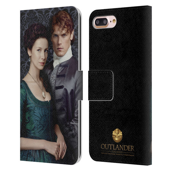 Outlander Portraits Claire & Jamie Leather Book Wallet Case Cover For Apple iPhone 7 Plus / iPhone 8 Plus