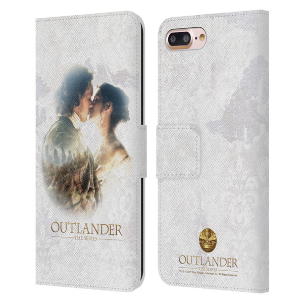 Outlander Portraits Claire & Jamie Kiss Leather Book Wallet Case Cover For Apple iPhone 7 Plus / iPhone 8 Plus