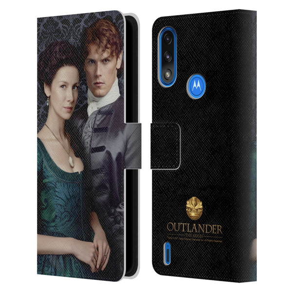 Outlander Portraits Claire & Jamie Leather Book Wallet Case Cover For Motorola Moto E7 Power / Moto E7i Power
