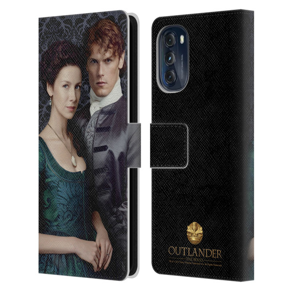 Outlander Portraits Claire & Jamie Leather Book Wallet Case Cover For Motorola Moto G (2022)