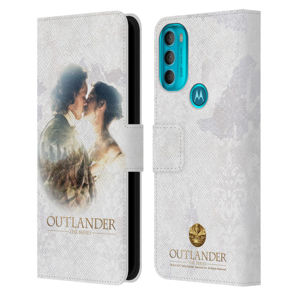 Outlander Portraits Claire & Jamie Kiss Leather Book Wallet Case Cover For Motorola Moto G71 5G