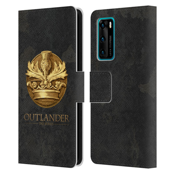 Outlander Seals And Icons Scotland Thistle Leather Book Wallet Case Cover For Huawei P40 5G