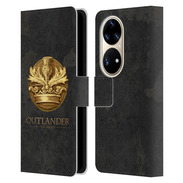 Outlander Seals And Icons Scotland Thistle Leather Book Wallet Case Cover For Huawei P50 Pro