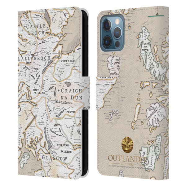 Outlander Seals And Icons Map Leather Book Wallet Case Cover For Apple iPhone 12 / iPhone 12 Pro