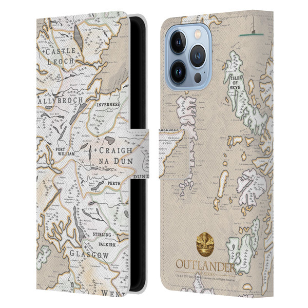 Outlander Seals And Icons Map Leather Book Wallet Case Cover For Apple iPhone 13 Pro Max