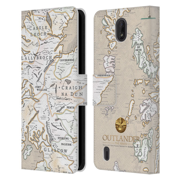 Outlander Seals And Icons Map Leather Book Wallet Case Cover For Nokia C01 Plus/C1 2nd Edition