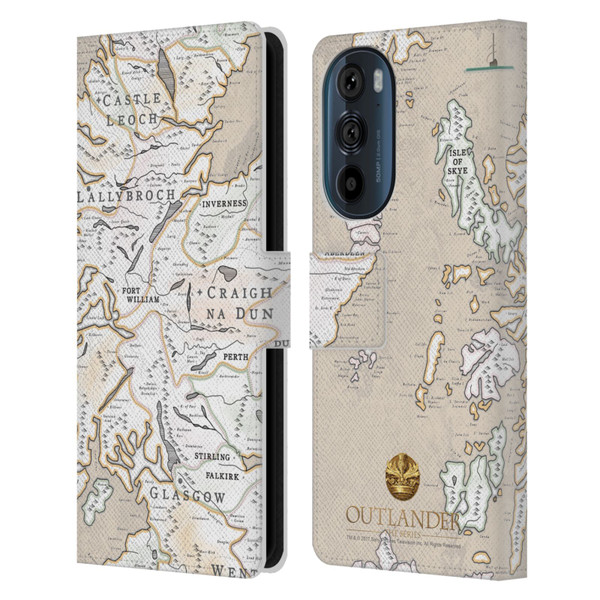 Outlander Seals And Icons Map Leather Book Wallet Case Cover For Motorola Edge 30