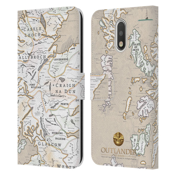 Outlander Seals And Icons Map Leather Book Wallet Case Cover For Motorola Moto G41