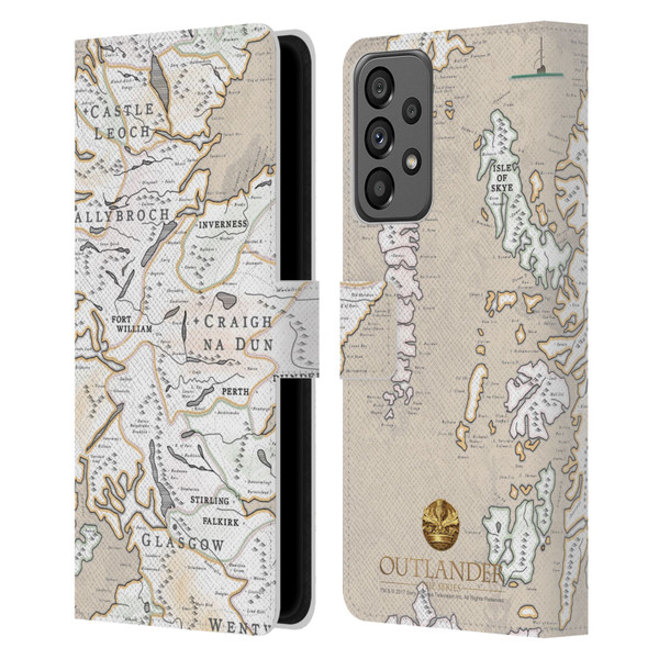 Outlander Seals And Icons Map Leather Book Wallet Case Cover For Samsung Galaxy A73 5G (2022)