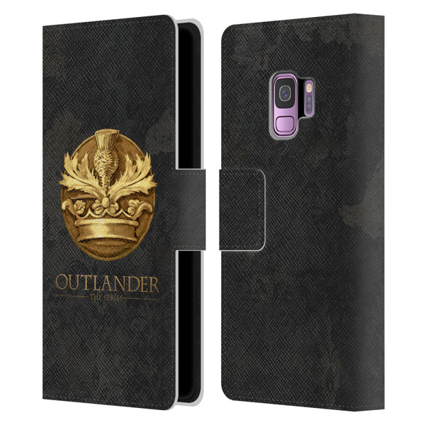 Outlander Seals And Icons Scotland Thistle Leather Book Wallet Case Cover For Samsung Galaxy S9