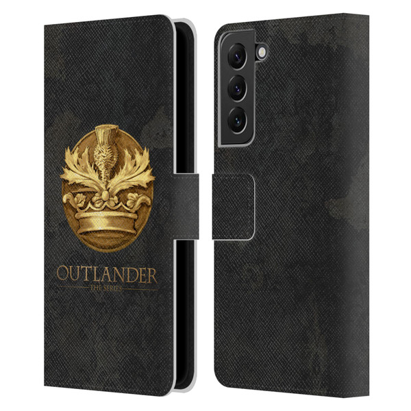 Outlander Seals And Icons Scotland Thistle Leather Book Wallet Case Cover For Samsung Galaxy S22+ 5G