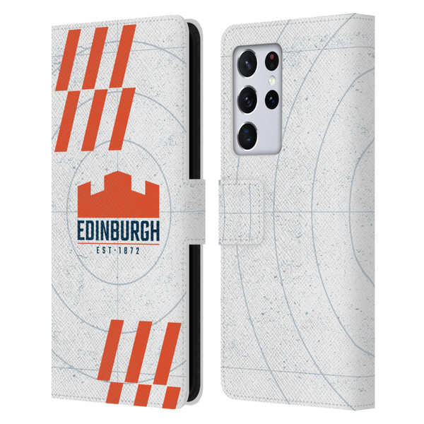 Edinburgh Rugby Logo Art White Leather Book Wallet Case Cover For Samsung Galaxy S21 Ultra 5G