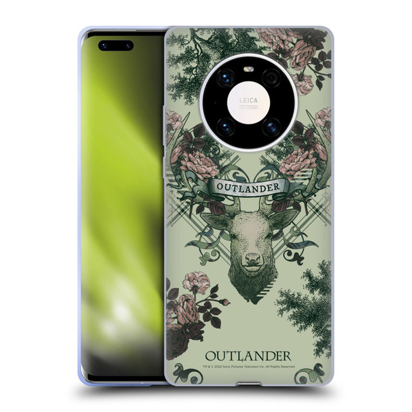 Outlander Composed Graphics Floral Deer Soft Gel Case for Huawei Mate 40 Pro 5G