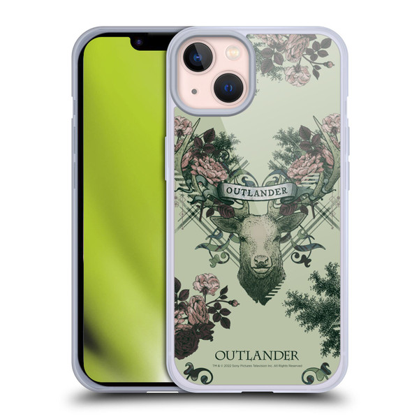Outlander Composed Graphics Floral Deer Soft Gel Case for Apple iPhone 13