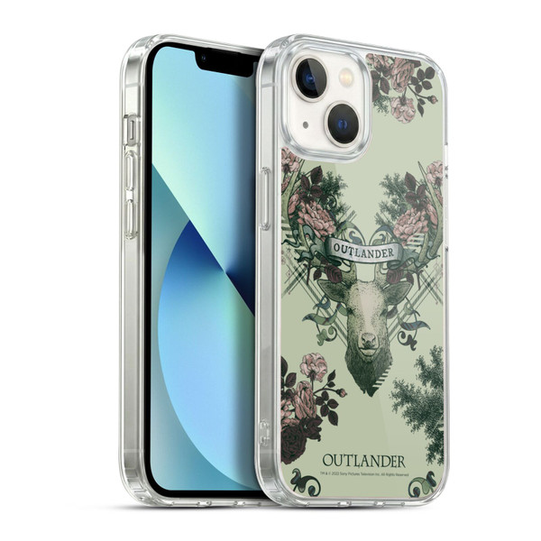 Outlander Composed Graphics Floral Deer Soft Gel Case for Apple iPhone 13