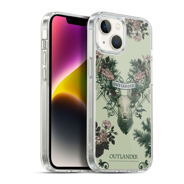 Outlander Composed Graphics Floral Deer Soft Gel Case for Apple iPhone 14