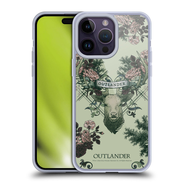 Outlander Composed Graphics Floral Deer Soft Gel Case for Apple iPhone 14 Pro Max